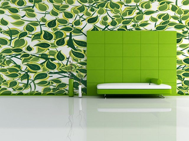 minimal green living room
