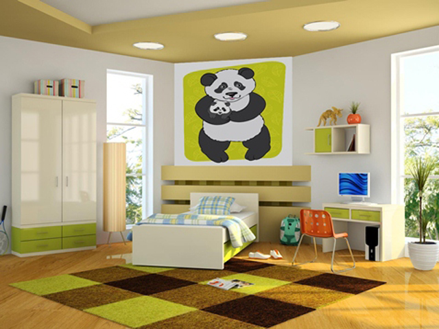 Modern interior of the childroom 3D rendering